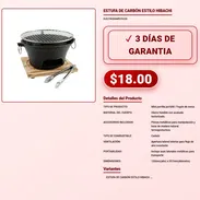 Estufa Portátil de Carbón Hibachi con Base de Madera VPT-0063 - Img 57973444