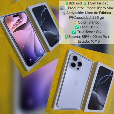 iphone 16 pro max con su caja dual Sim física venta o cambio x iPhone menor y vuelto - 2/2