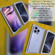 iphone 16 pro max con su caja Sim física venta o cambio x iPhone menor y vuelto - Img 56578170