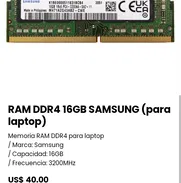 RAM DDR4  16 GB SAMSUNG ( para laptop). Nueva - Img 47418292