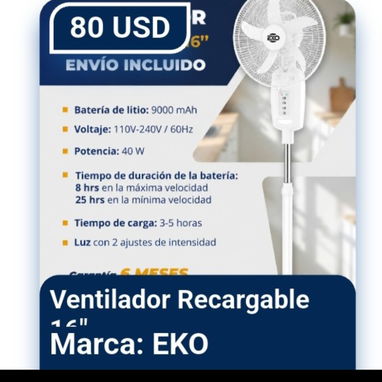 Ventilador recargable - Img 123700485