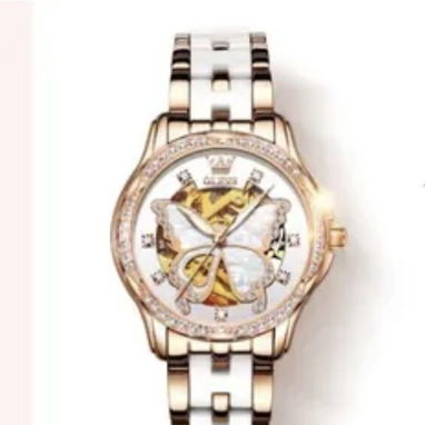 Reloj automático de Lujo para mujer de color blanco y dorado - 4/4
