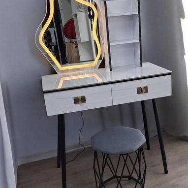 Mesa de maquillaje con espejo y silla - 4/7