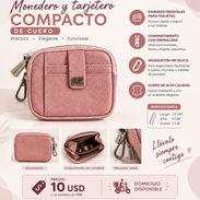 👛 Monedero y tarjetero compacto de cuero Color Rosa Viejo. - Img 57784252