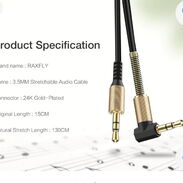 Cable auxiliar de audio de resorte macho a macho 90 grados, para el auto, movil, hogar, audífonos. - Img 44133605