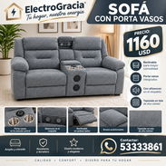 🛋️ **Sofá reclinable de 2 plazas con portavasos** - Img 58415585