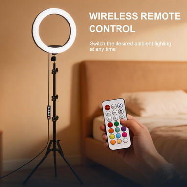 * Anillo de luz para selfie de 10" con trípode de 73" y 1 soporte para teléfono. - Img 121528408