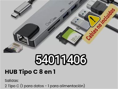 !!New HUB Tipo C 8 en 1// 2 Tipo C (1 para datos - 1 para alimentación) / 1 puerto de MicroSD / 1 puerto de SD...!!! - Img main-image