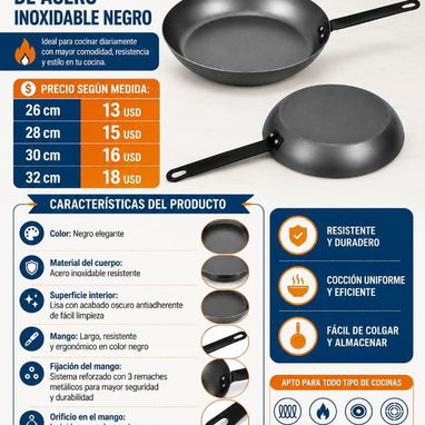 sartén antiadherente grande con tapa de vidrio templado y mango de madera, sartén ideal para cocinas de gas y eléctricas - 3/3