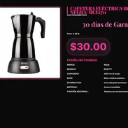 Cafetera Royal Negra 6 Tazas RCE1711 Acero Inoxidable, Royal RCE1711 Cafetera Negra Acero Inoxidable Base Plástica . - Img 57368185