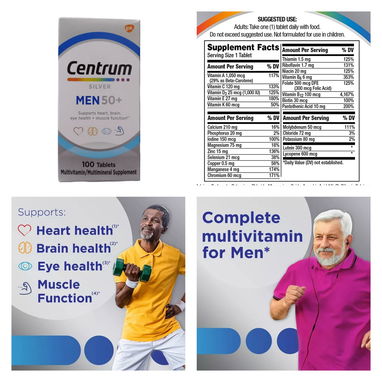 Multivitaminas centrum para hombres y mujeres 100 y 120 tabletas pomos sellados - 2/2