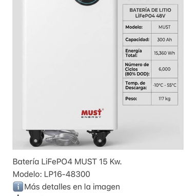 Inversores Must y FelicitySolar. Batería LiFePO4 Must. NUEVO. DISPONIBLES PARA ENTREGA INMEDIATA - Img 122269873