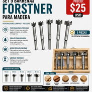 Juego de 5 bisagras forstner nuevo en su caja - Img 55358333