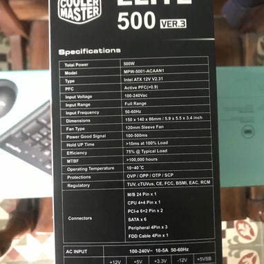 Fuente Cooler Master Elite Ver.3 500 w - 2/2