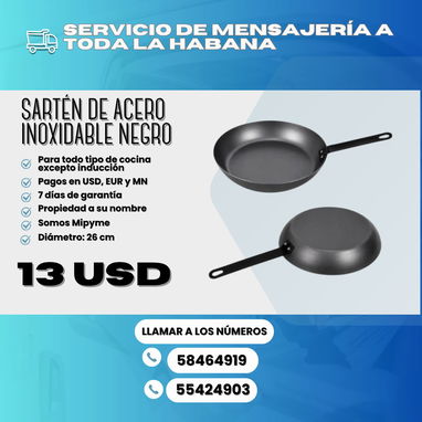 🍳 SARTÉN DE ACERO INOXIDABLE NEGRO Precio según medida: 26 cm → 13 USD 28 cm → 15 USD 30 cm → 16 USD 32 cm → 18 Usd - Img 127051830