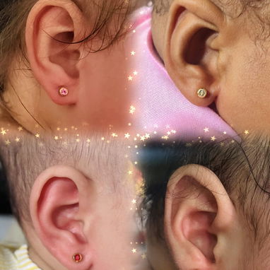Perforación y colocación de aretes antialérgicos - 10/10