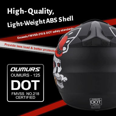 Oumurs DOT Casco de Moto ATV Unisex Adulto Negro - Img 118905973