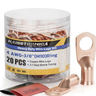 Kit de Terminales de Cobre 4 AWG 3/8 (M10) - 5/5