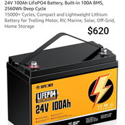 Batería lifepo4 100am /24v Ideal para sistema solar $620 usd Factura y garantía 50283663 playa - Img 57893217