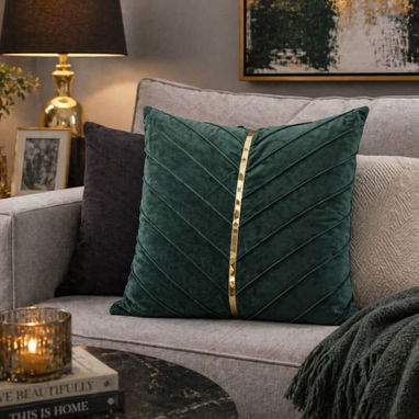 Cojín Decorativo con Listón Dorado - 2/3