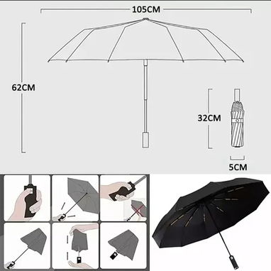 Paraguas Sombrilla Automático Resistente Y Reflectantes Led - 6/6