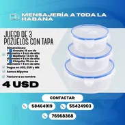 🍱 JUEGO DE 3 POZUELOS CON TAPA — $4 USD 💰 Precio: $4 USD - Img 57212850