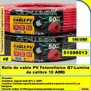 (QB-908) Rollo de cable PV Fotovoltaico Q7-Lumina de calibre 10 AWG.. . 160 USD...51596013..Tpte lugares cercanos - Img 57294778