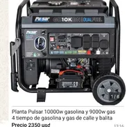 Planta eléctrica 10 000w en gasolina, 9000 con gas - Img 57801527
