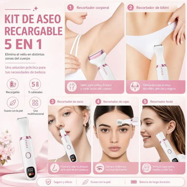 DEPILADORA RASURADORA CORPORAL 5 EN 1 - 3/10