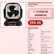 VENTILADOR RECARGABLE PORTÁTIL F22 CON LUZ LED 40000mAh . - Img 57879662