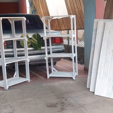 Estante de madera modular estilo rústico blanco - 3/4