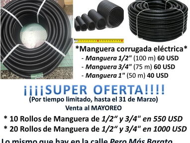 Vendo en Matanzas ROLLO DE MANGUERA CORRUGADA ELÉCTRICA, medidas 1/2''(100m), 3/4''(75m) y CAJAS DE ESTANCA. - Img 63590940
