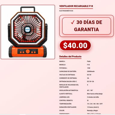 MINI FAN VENTILADOR DE MESA VENTILADOR DE MESA RECARGABLE PATIX VENTILADOR DE PEDESTAL VENTILADOR ENFRIADOR VENTILADOR - 4/9