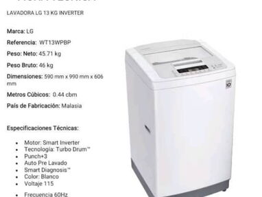 Lavadora automática marca LG de 13 kg - Img main-image