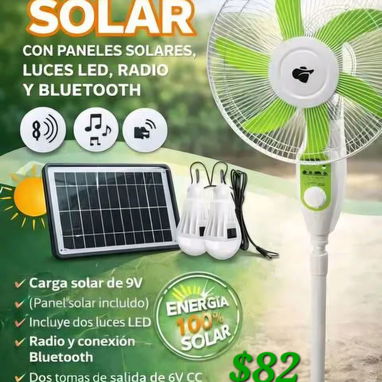 Ventilador recargable con mando, panel solar y otros accesorios - Img 123910740