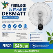 VENTILADOR DE PARED 18´´ DESMATT - Img 56824439