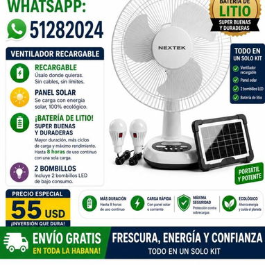 *wa.me/51282024* *¡DILE ADIÓS AL CALOR!...* Llévate este increíble *VENTILADOR RECARGABLE NEXTEK con todo incluido - Img 121643652