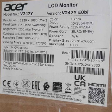 ☀️APROVECHA☀️ MONITOR ACER 24 PULGADAS 1080p 1ms LED HDMI-VGA EN 120 USD - CUP AL CAMBIO - Img 127860908
