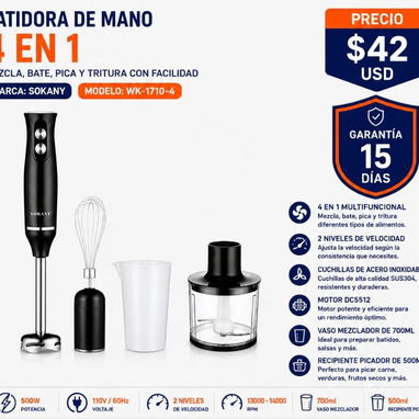 Mezcladora, batidora de mano, Moledor - 2/3