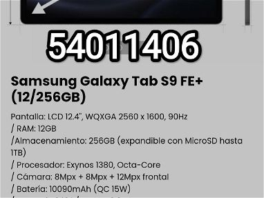 !!! Tableta/ Tablet Samsung Galaxy Tab S9 FE+ (12/256GB) Pantalla: LCD 12.4"!!! - Img 64993865