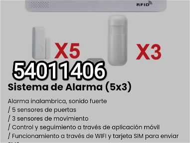 !!Sistema de Alarma (5x3) Alarma inalambrica, sonido fuerte / 5 sensores de puertas / 3 sensores de movimiento!! - Img main-image