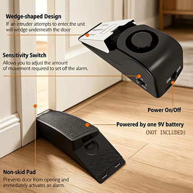 Calzos antirrobos, para puertas, cuña de suelo, con dispositivo de alarma de seguridad antirrobo - Img 124502289