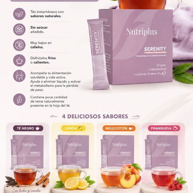 Té Anti-estrés SERENITY MELOCOTÓN (30 sobres 1.7g)🌿Té Negro, Extracto de ciruela y L-Teanina🌿 - 2/3