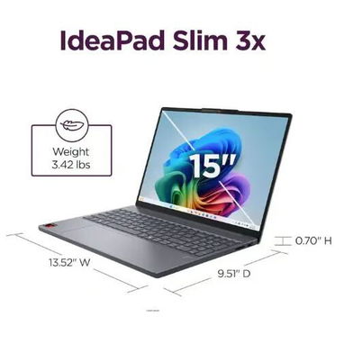 Lenovo IdeaPad Slim 3x 83N30000US Copilot+ PC 15,3" Táctil Snapdragon X 16GB RAM 256GB SSd - 2/3