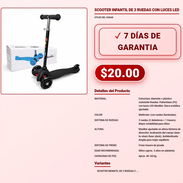 Scooter para Niños 3 Ruedas LED 40-60 kg Cuba Scooter Infantil 3 Ruedas LED Capacidad 40-60 kg VPT-0220 - Img 58062817