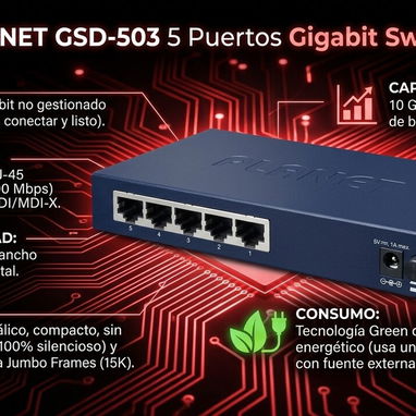 馃Х馃崿Switch Planet GSD-503 5 puertos 10Gbps de ancho de banda total - 馃挷30 USD馃捑 - Img 125164227
