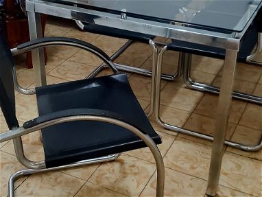 Juego de comedor aluminio y cristal 6 sillas - Img 64820937