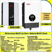 (QB-908) Kit Inversor MUST de 3kw + Batería MUST 5kwh..2520 USD....51596013..Tpte lugares cercanos - Img 57311194