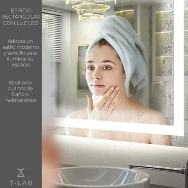 Espejo Luz led Touch pared Tocador Baño Vestidor 3 luces Rectangular con marco - Img 124699228