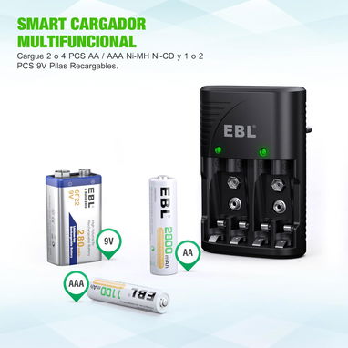 combo de pilas recargables AA y cargador marca EBL ⚡ - Img 100478848